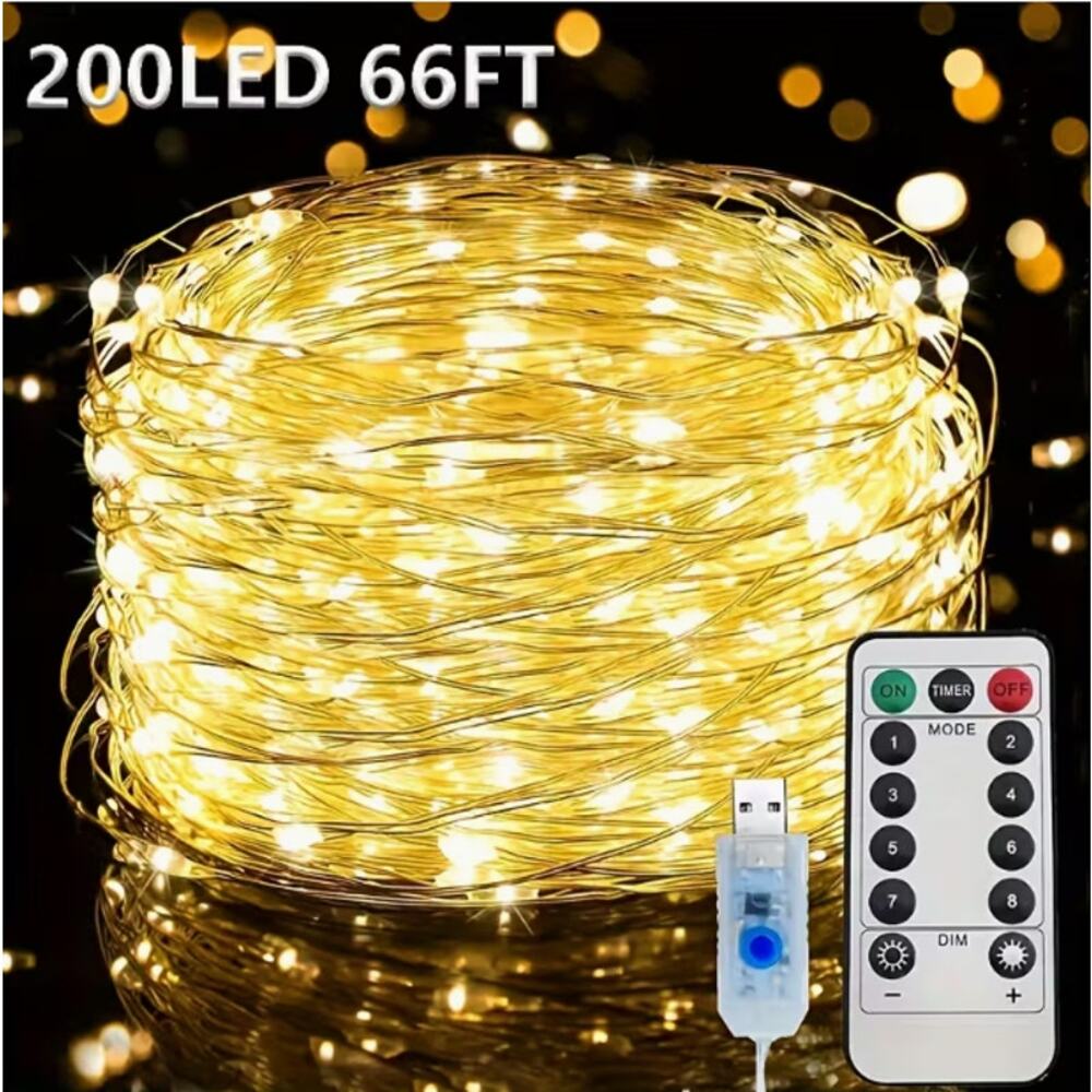 200 LED Fairy String Lights with Timer Remote